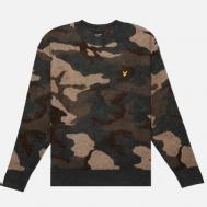 Мужской свитер  Brushed Camouflage Crew Neck Jumper, цвет чёрный, размер M Lyle & Scott