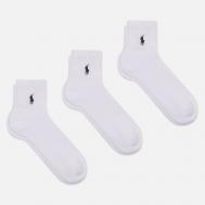 Комплект носков  Quarter 3-Pack, цвет белый, размер 40-46 EU Polo Ralph Lauren