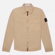 Мужская рубашка  Brushed Organic Cotton Canvas Old Effect Regular Overshirt, цвет коричневый, размер L Stone Island