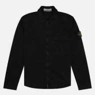 Мужская рубашка  Stretch Organic Cotton Satin Regular Overshirt, цвет чёрный, размер L Stone Island