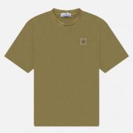 Мужская футболка  Combed Organic Cotton Jersey Old Effect, цвет оливковый, размер XL Stone Island