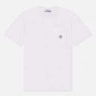 Мужская футболка  Organic Cotton Jersey Fissato Effect Compass Patch, цвет белый, размер XL Stone Island