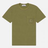 Мужская футболка  Organic Cotton Jersey Fissato Effect Compass Patch, цвет оливковый, размер XL Stone Island