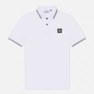 Мужское поло  Organic Cotton Pique With Stretch Slim, цвет белый, размер L Stone Island