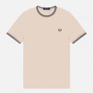 Мужская футболка  Twin Tipped, цвет бежевый, размер M FRED PERRY