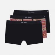 Комплект мужских трусов  Organic Cotton Black Mixed Stripe Boxer Briefs 3-Pack, цвет комбинированный, размер S Paul Smith