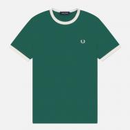 Мужская футболка  Ringer, цвет зелёный, размер M FRED PERRY
