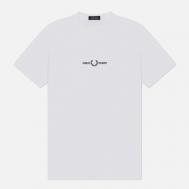 Мужская футболка  Embroidered Regular, цвет белый, размер L FRED PERRY