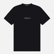 Мужская футболка  Embroidered Regular, цвет чёрный, размер L FRED PERRY