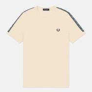 Мужская футболка  Contrast Tape Ringer, цвет бежевый, размер M FRED PERRY