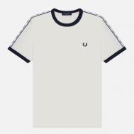 Мужская футболка  Taped Ringer Regular, цвет белый, размер M FRED PERRY