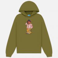 Мужская толстовка  Folk Fitted Bear Hoodie, цвет оливковый, размер XXL MARKET