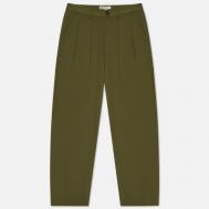 Мужские брюки  Double Pleat Twill, цвет оливковый, размер 36 UNIVERSAL WORKS