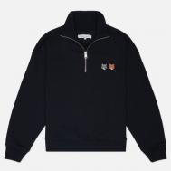 Мужская толстовка  Double Fox Head Half-Zip Comfort, цвет чёрный, размер S Maison Kitsune