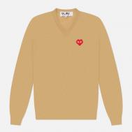 Мужской свитер  x Invader Heart V-Neck, цвет коричневый, размер XL Comme des Garcons PLAY