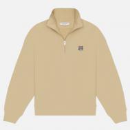 Мужская толстовка  Fox Head Comfort Half-Zip, цвет бежевый, размер XL Maison Kitsune