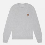 Мужской свитер  Fox Head Merino Regular, цвет серый, размер L Maison Kitsune