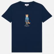 Женская футболка  Dressed Fox Regular, цвет синий, размер M Maison Kitsune