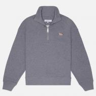 Женская толстовка  Baby Fox Half Zipped, цвет серый, размер L Maison Kitsune