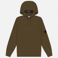 Мужская толстовка  Diagonal Raised Fleece Lens Regular Fit Hoodie, цвет оливковый, размер S C.P. COMPANY