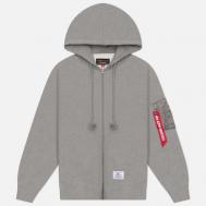 Мужская толстовка  Utility Pocket Full Zip-Up, цвет серый, размер S Alpha Industries