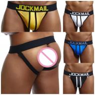 Jockstraps  Модные трусы-стринги с низкой посадкой из контрастной дышащей сетчатой ткани для мужчин M jockmail