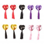Guillotine Heart Sequin Nipple Pasties with Tassels - Adult Erotic Accessory the BAY