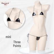 Whispers Under Moonlight: Charming Three-Piece Erotic Lingerie Set - European & American Style Leather Bikini One Size the BAY