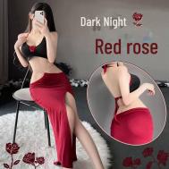 Rose Lady Sexy Backless Cheongsam Nightdress Комплект нижнего белья One Size Got Now