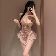 Кружевной комбинезон Pure Desire с цветочным узором и открытой промежностью - Сексуальное белье с соблазнительным ароматом One Size Got Now