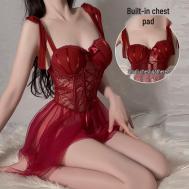 Gorgeous Slimming Mesh See-Through Padded Underwire Camisole Nightgown Set for Women L the BAY