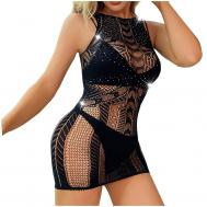 Женская рыболовная сеть, сексуальное женское белье Babydoll, пижама со стразами и шипами, облегающее платье с вырезами Love Valley