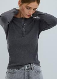 Лонгслив с пуговицами, Серый OSTIN