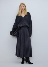 Плиссированная юбка миди A-силуэта, Серый OSTIN