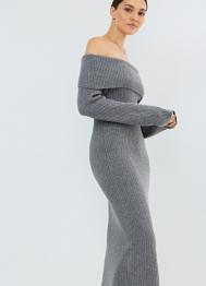 Вязаное платье с открытыми плечами, Серый OSTIN