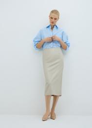 Прямая юбка миди из искусственной кожи, Бежевый OSTIN