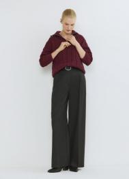 Джемпер с косами и воротником-стойкой на молнии, Фиолетовый OSTIN