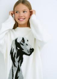 Вязаный джемпер с принтом для девочек, Бежевый OSTIN