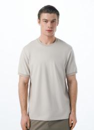 Футболка из фактурной ткани, Бежевый OSTIN