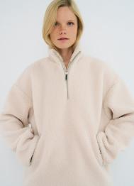 Толстовка из шерпы с воротником на молнии, Бежевый OSTIN