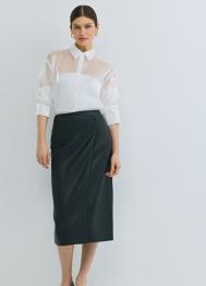 Юбка миди из искусственной кожи, Черный OSTIN