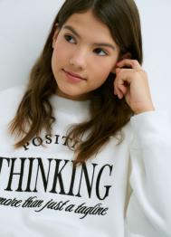 Свитшот с вышивкой для девочек, Белый OSTIN