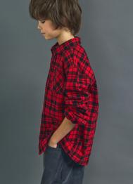 Рубашка в клетку для мальчиков, Красный OSTIN