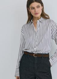 Блузка из сатина, Коричневый OSTIN