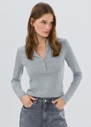 Джемпер поло из пряжи с модалом, Серый OSTIN