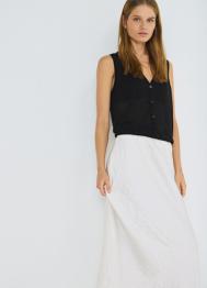 Атласная юбка из жатой ткани, Бежевый OSTIN