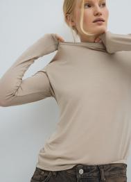 Лонгслив с шёлком, Бежевый OSTIN