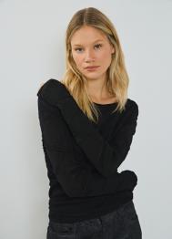 Джемпер с эффектом жатости, Черный OSTIN