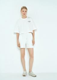 Шорты из трикотажа, Белый OSTIN