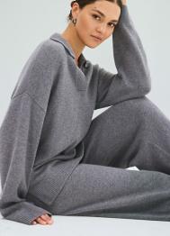 Джемпер поло из пряжи с ангорской шерстью, Серый OSTIN